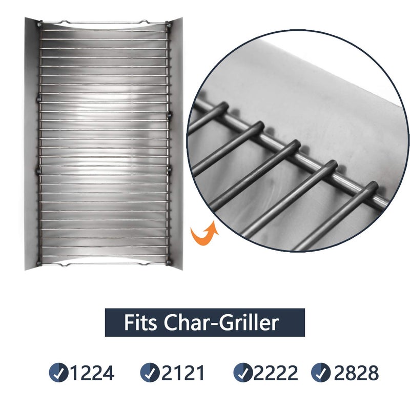 Hongso 27 Inches Ash Pan Fits Chargriller 1224, 1324, 2121, 2222, 2727, 2828, 2929 Charcoal Grills, Charbroil 17302056 Grill Repair Replacement Part with Fire Grate Hanger - Image 2